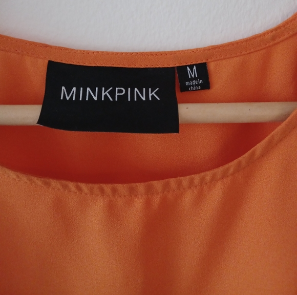 🆕️ MINKPINK Bright Orange 🍊 High Neck Tank Top - Picture 10 of 11